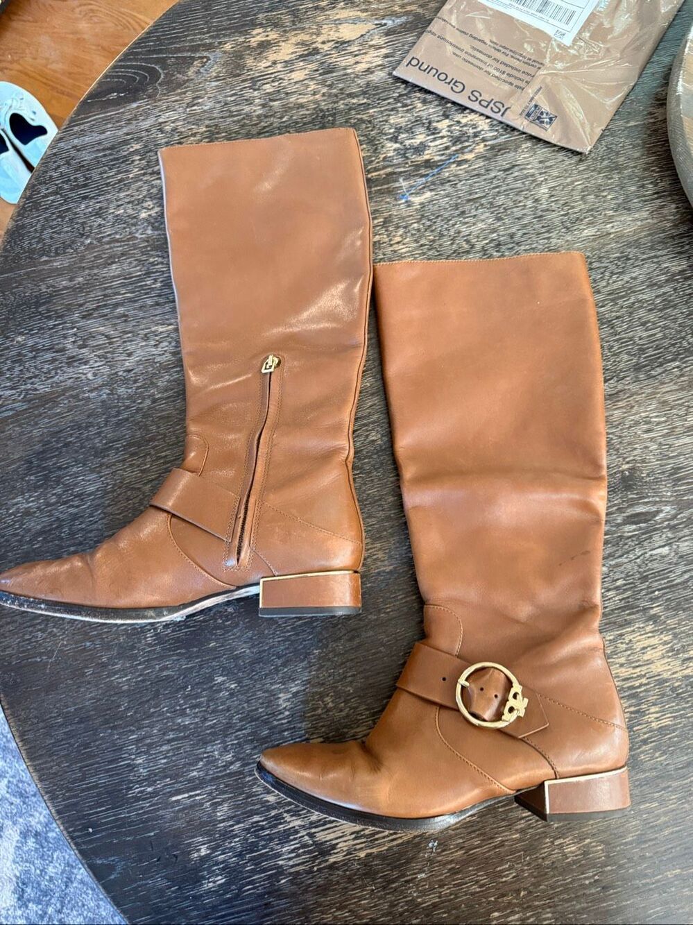 Tory Burch Sophia Brown Leather Tall Riding Boots sz 8
